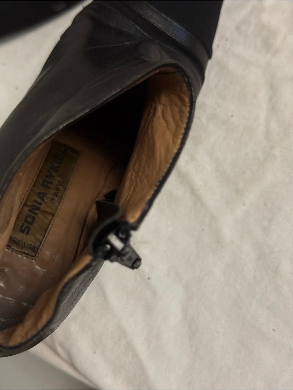 Sonia Rykiel Black Leather Pointed-Toe Ankle Booties